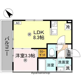 ルミナス所沢【1階】の間取り