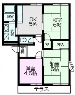フラワーハイツ花の木B棟【101号室】の間取り