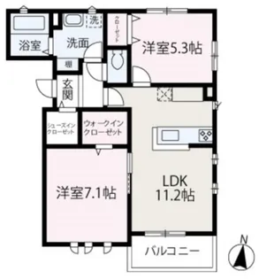ローレルⅢB棟【202号室】の間取り