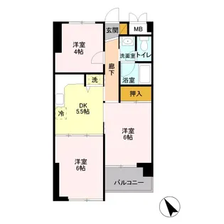 サンソシエ【5B号室】の間取り