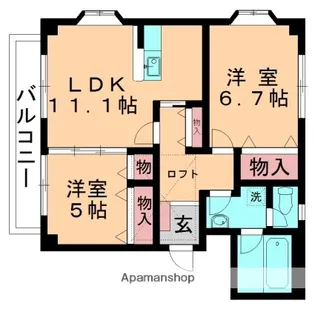 ピースクレスト【201号室】の間取り