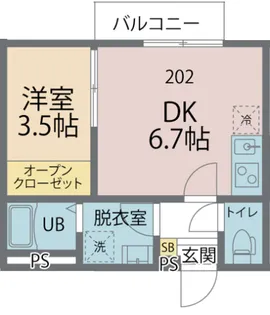 カインドネス千葉公園【202号室号室】の間取り