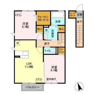 ハーリンガムコート都賀 D【2階】の間取り