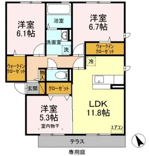 PARK HILLS MIYAKO D【1階】の間取り