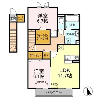 シャインハイツ【2階】の間取り
