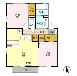 グランメールII【1階】の間取り