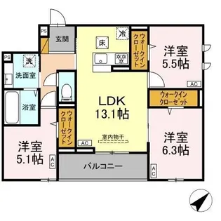 CLASSEUM都賀【1階】の間取り