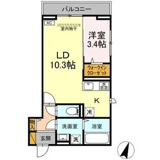 DーSOLACE祐光 B【203号室】の間取り