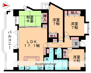 グランボア千葉ウィングアリーナ【506号室】の間取り