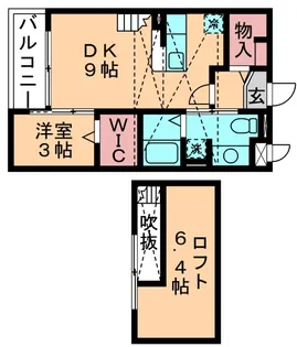 ウエストヒルパーシモン【2階】の間取り