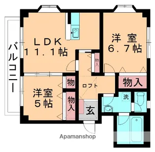 ピースクレスト【201号室】の間取り
