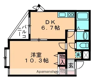 ヴェールメゾン【106号室】の間取り