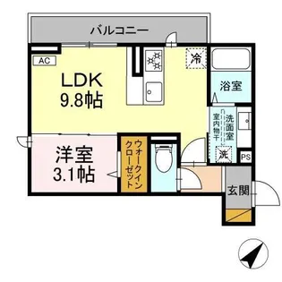 DーROOM都賀2丁目I棟【3階】の間取り