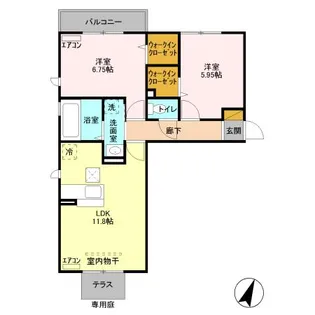 ルシェリア一番館・二番館【1階】の間取り