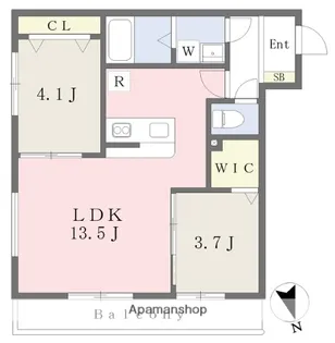 プランドール西都賀【1階】の間取り