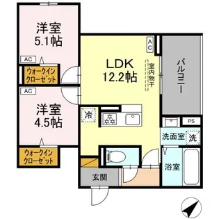 CLASSEUM都賀【207号室】の間取り