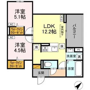 CLASSEUM都賀【1階】の間取り