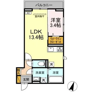 DーSOLACE祐光 B【3階】の間取り