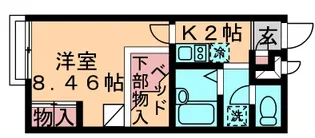 レオパレスガルデニア若葉【2階】の間取り