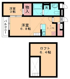 ウエストヒルパーシモン【201号室】の間取り