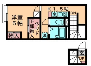 レオパレス若葉【2階】の間取り