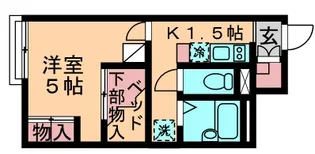 レオパレス若葉【1階】の間取り