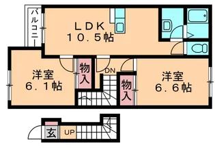 クレア貝塚【2階】の間取り