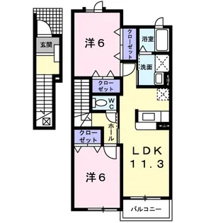 ロワゾーブルー D【2階】の間取り