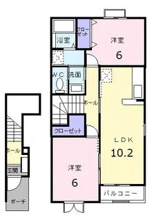 パークヒルハイツB【2階】の間取り