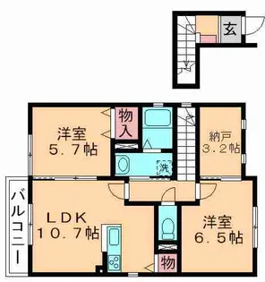 シャルマン D棟【2号室号室】の間取り
