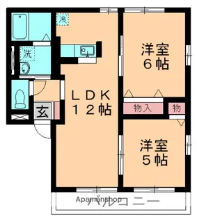 プリイェール2NDA【105号室】の間取り