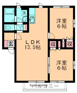 グリーンハイツモネⅡ【102号室】の間取り