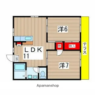 アスモ美しが丘B棟【102号室】の間取り