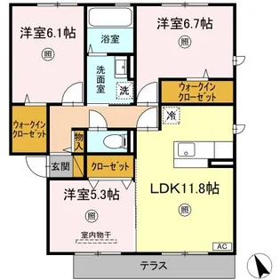 PARK HILLS MIYAKO D【1階】の間取り