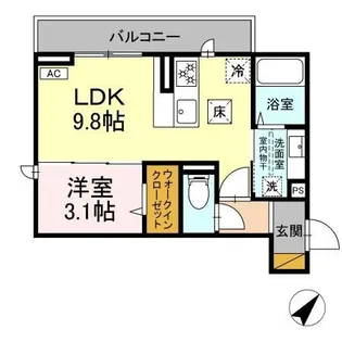 DーROOM都賀2丁目I棟【1階】の間取り