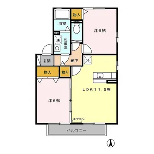 ロジュマン ミヤカイドウAB【2階】の間取り