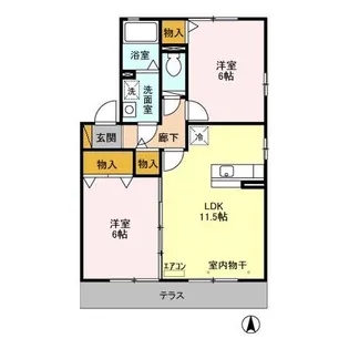 ロジュマン ミヤカイドウAB【1階】の間取り