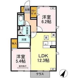 オリオンクレストABC【1階】の間取り