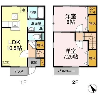 千葉県千葉市若葉区御成台1丁目【テラスハウス】の間取り