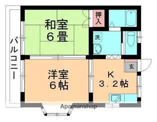 第1クロカワハイツ【206号室】の間取り