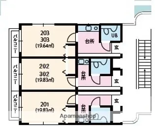 西葛西ロイヤルマンション【203号室】の間取り