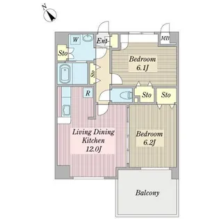 シャン・ド・ローズ【2階】の間取り