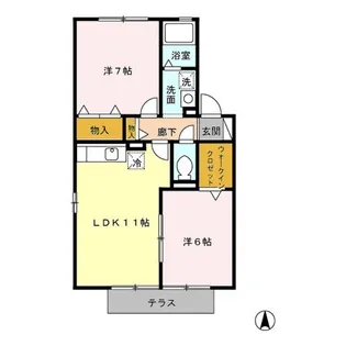 パレス・ザ・グリーン A・B【1階】の間取り