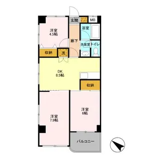 フロントアイランドハイツ【2階】の間取り