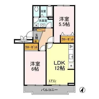 2LDKの間取り画像