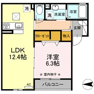 エスポワール 白鳥【1階】の間取り