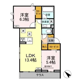 ボヌールII【1階】の間取り