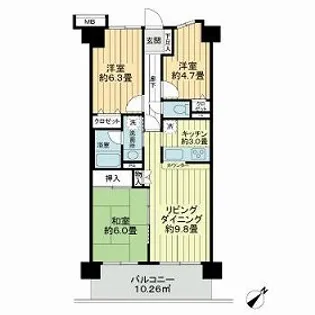 アリーナコースト壱番街【3階】の間取り