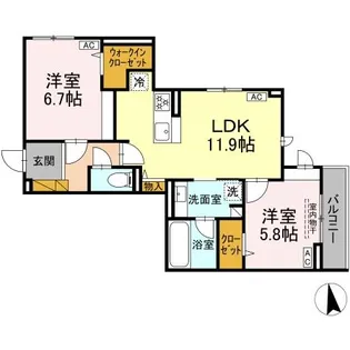 ラ・ペッシュ【3階】の間取り