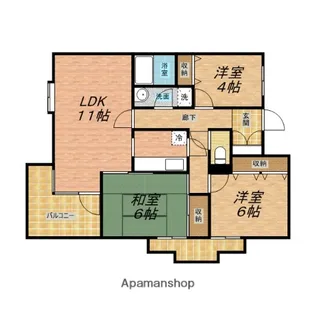 リズ市川平田【3階】の間取り